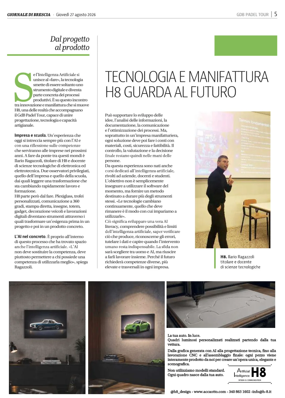 Trofei personalizzati a Brescia: H8 S.r.l. al GdB Padel Tour tra design, manifattura e AI